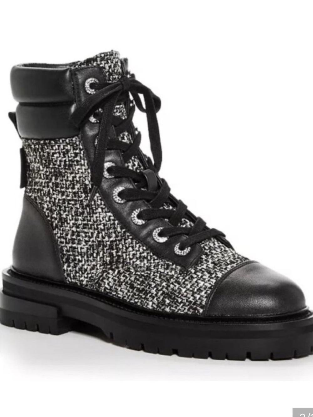 Kurt Geiger Black Tweed Combat Boots, Size 6, New without Tag